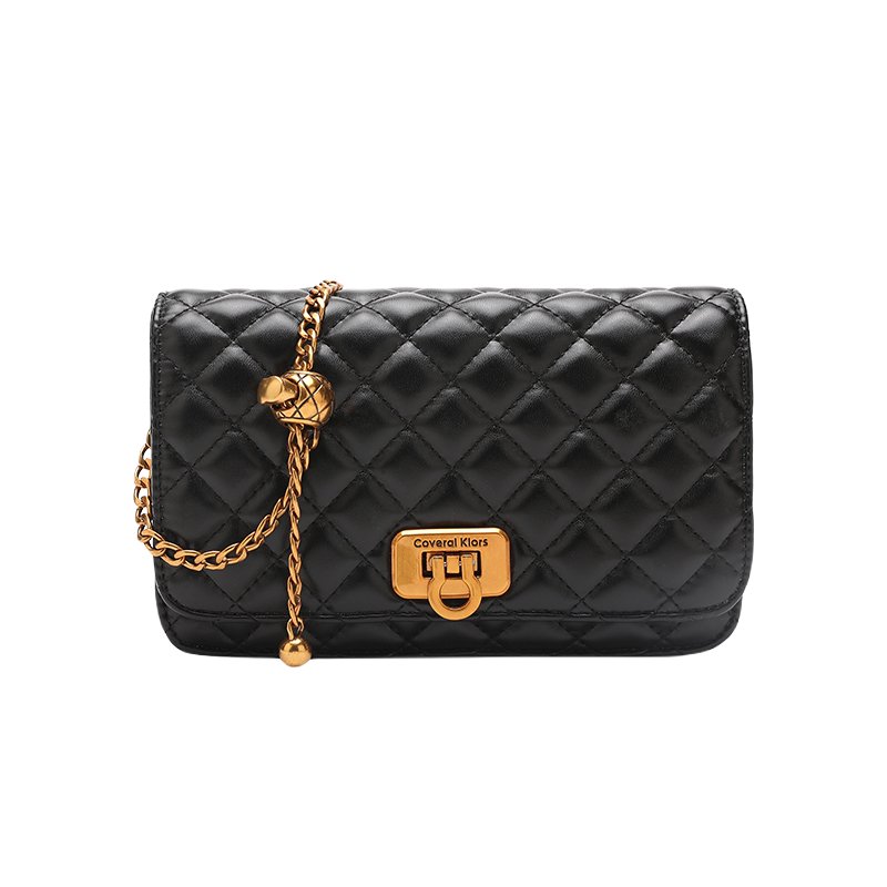 Leather Diamond Chain Shoulder Crossbody Bag - Greentaya