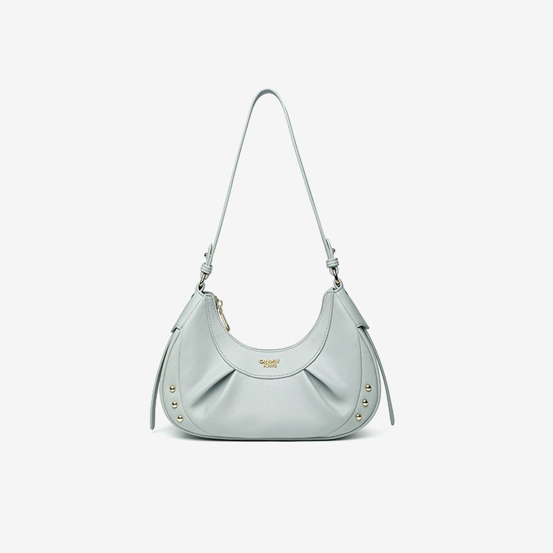 Minimalist Horn - Shaped Leather Shoulder Bag - Greentaya