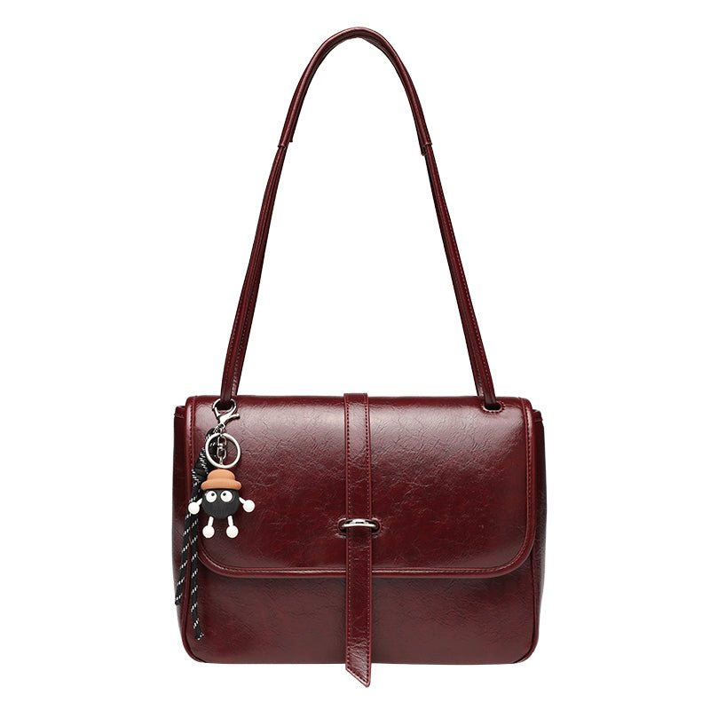 Small Fashionable Commuter Leather Square Bag - Greentaya