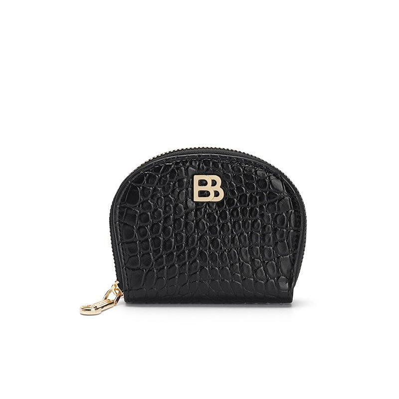 Zipper Crocodile Patterned Leather Card Holder - Greentaya